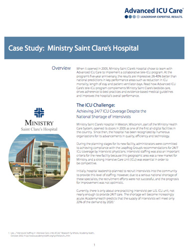 case study ministry saint clare's hospital